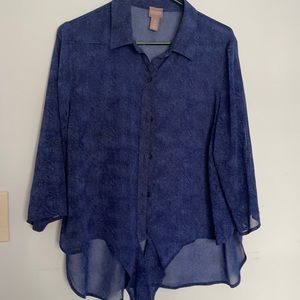 Chico’s size 2 blue sheer shirt